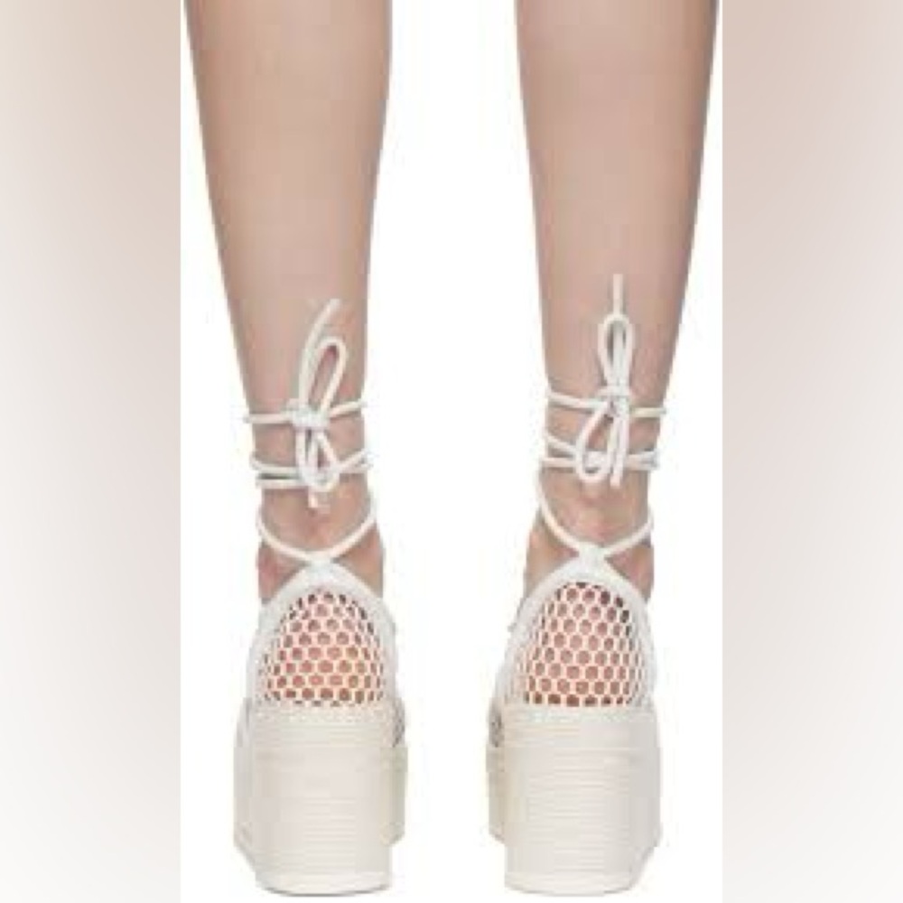 BOTTEGA VENETA MESH ESPADRILLE PLATFORM WEDGES WOMEN WHITE | WHITE SANDALS - Picture 5 of 16